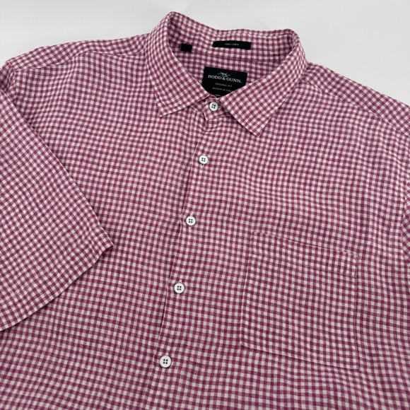 Rodd & Gunn Other - Rodd & Gunn Button Up Shirt Mens 3XL Pink Gingham 100%‎ Linen Italian Fabric